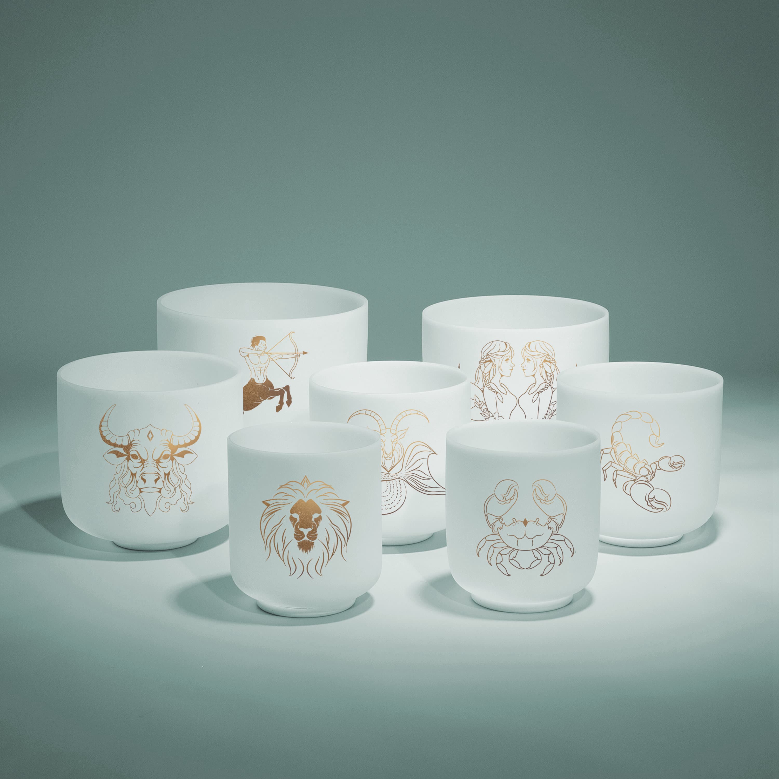 TOPFUND 6-10 inch Zodiac Chakra Set of 7 Crystal Singing Bowls - TOPFUND Crystal Singing Bowl